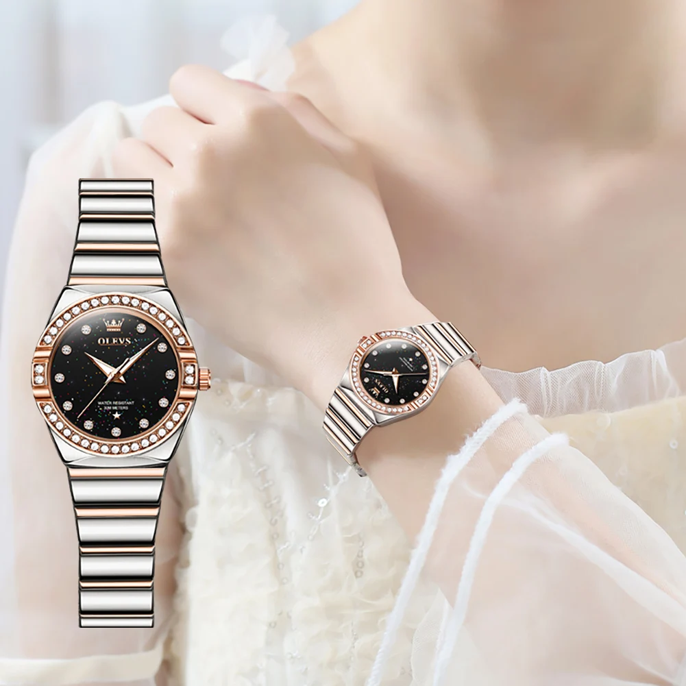 OLEVS Brand Luxury Women Watches Starry Sky Diamond Ladies Watch Waterproof Quartz Wristwatch Relogios Femininos Clock Gift
