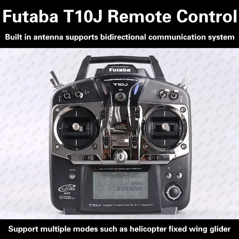 T10J 10-Channel 2.4GHz RC Transmitter Controller Set with 8CH Receiver, T-FHSS Protocol, Compatible with RC Helicopter Drone