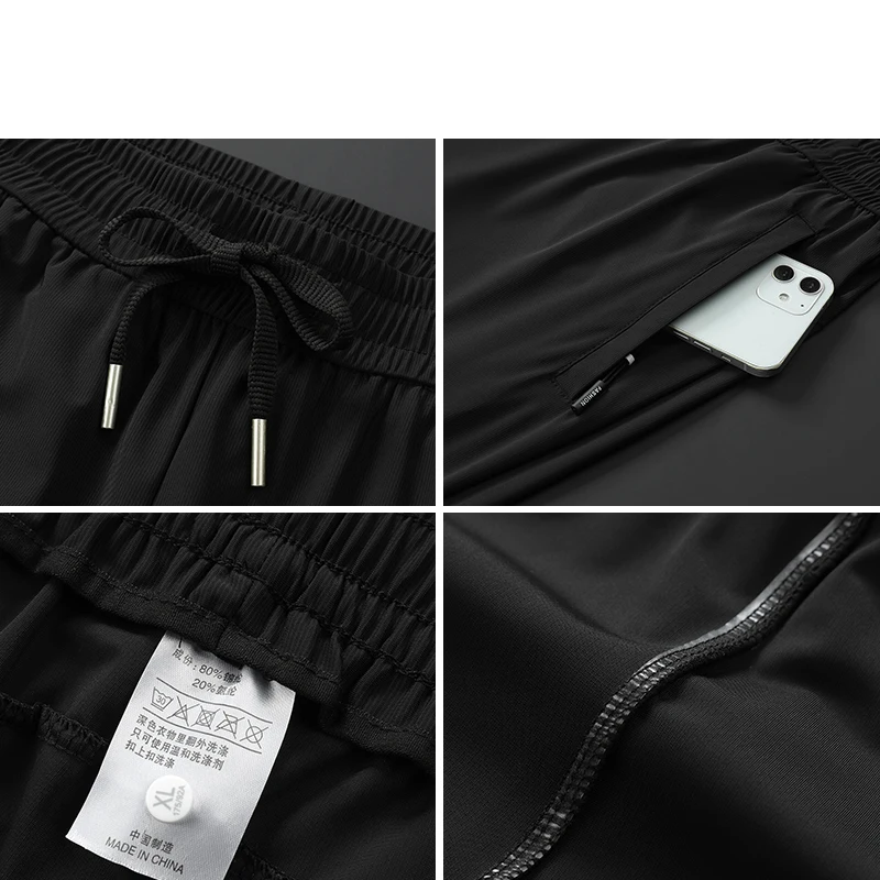 Ice Silk Men's trousers 2024 summer black-and-gray thin style business casual pants outdoor stretch breathable straight leg loos 6