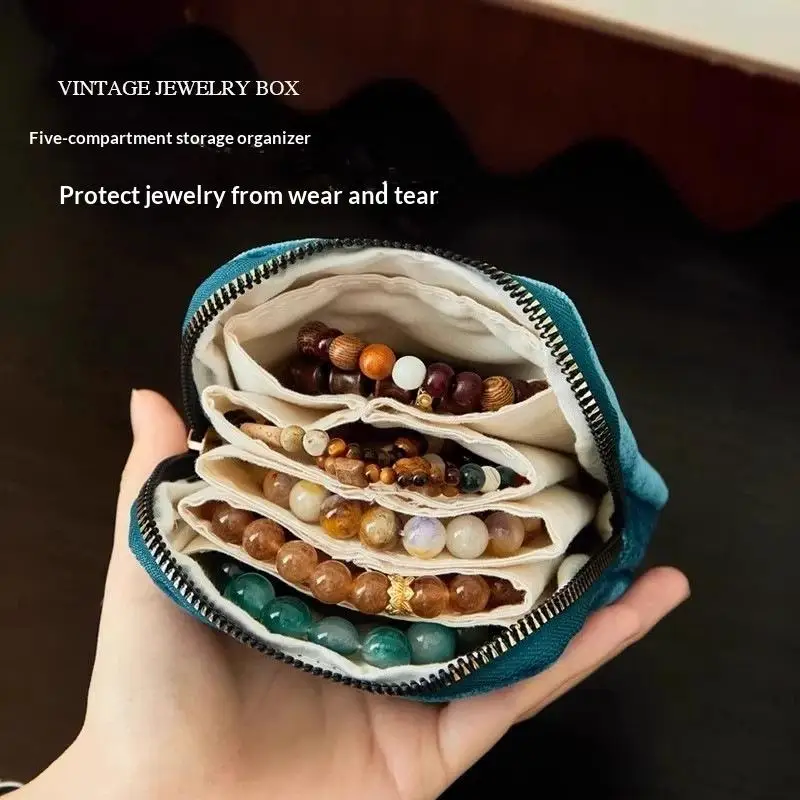 5-Layer Jewelry Storage Bag Velvet Jewelry Pouch Bags For Watch Bracelet Rings Earrings Portable Travel Jewelry Case