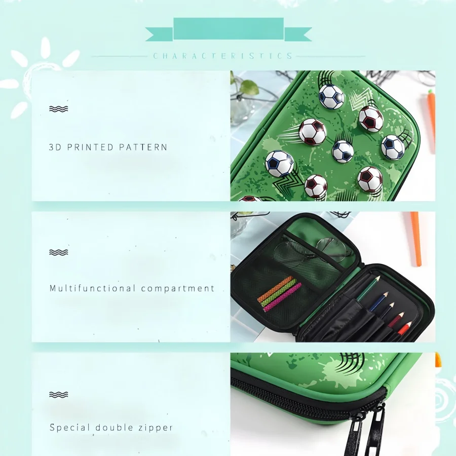 1pc Creative football pattern design pencil case/pencil case, large capacity pencil case, distinctive football pattern, suitable