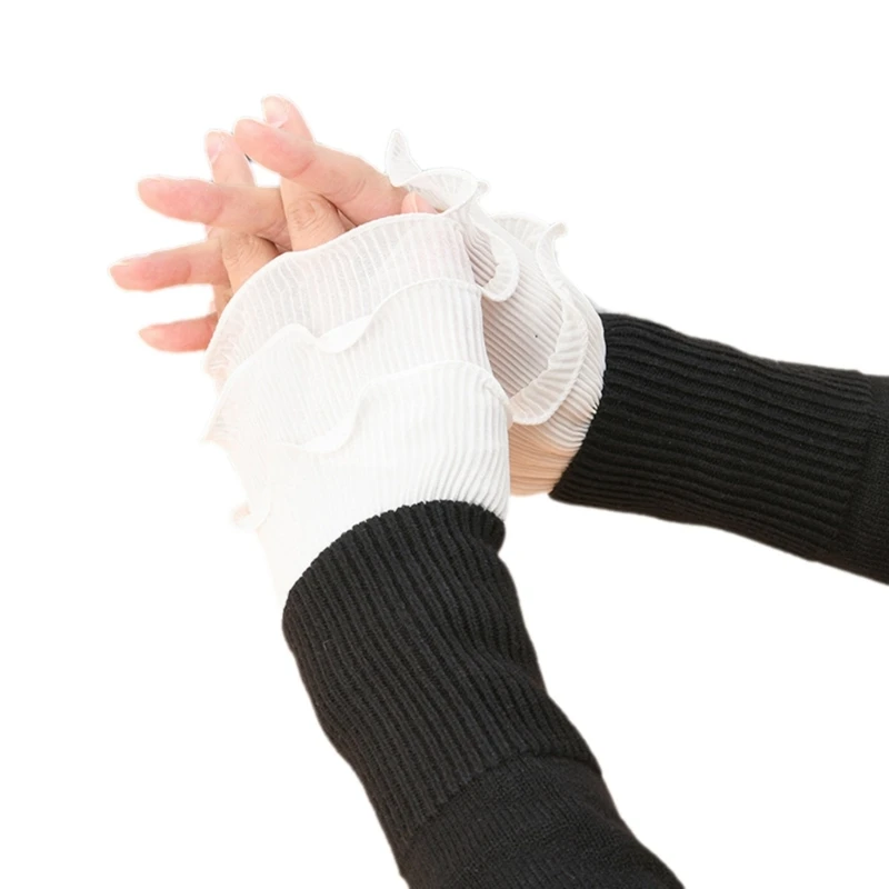 

Ruffle Cuffs Decorative Sleeves for Sweater Removable False Sleeves Cuff Extension Clothing Wrist Decors Arm Decors