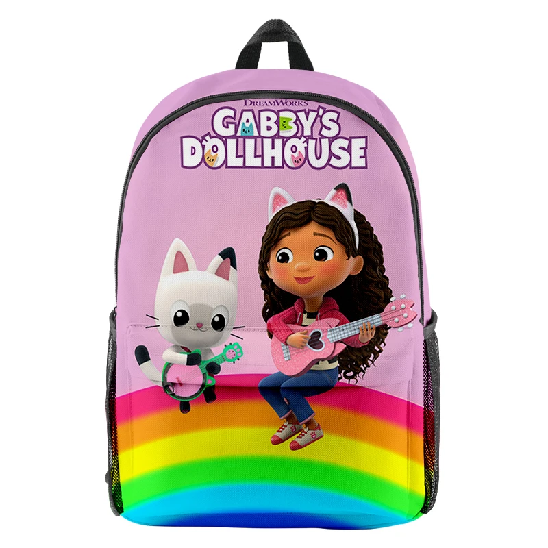 

Harajuku Novelty Gabby's Dollhous Backpacks Kids Oxford School Bags Trend Travel Backpack Student 3D Printed Bookbag Laptop Bag