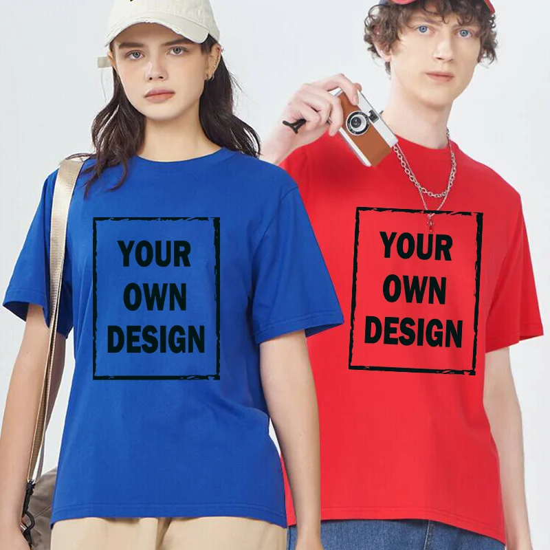 100% Pure Cotton T-shirt Men's and Women's Top DIY Design Printing Commemorative Team Clothing