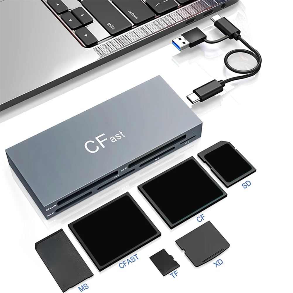 CFast Card Reader 5Gbps Memory Stick Pro Duo Adapter USB 3.0 USB C USB C CFast 2.0 Card Reader for CFast CF MS SD TF XD Card