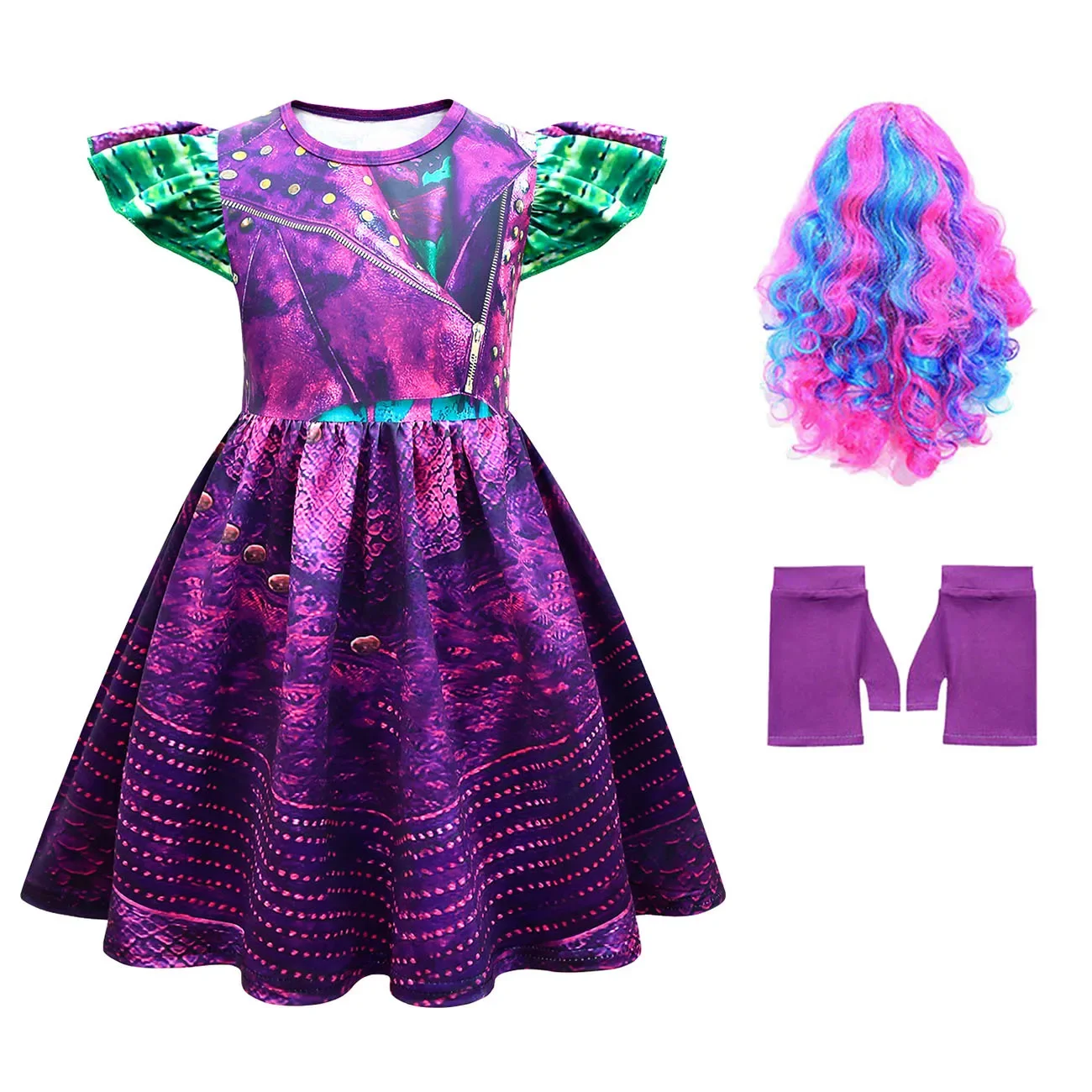 fitted lace wedding dress Amazon.com: MelangCos Musical Movie Cosplay Mal Costume Women's Princess  Fancy Sleeveless Tulle Tiered Dresses for Halloween (Purple, XS) :  Clothing, Shoes & Jewelry main image 1