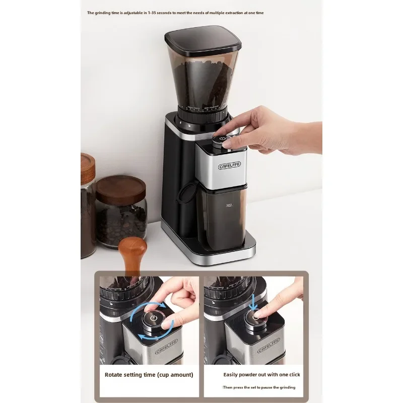 Coffee grinder electromechanical bean grinder household powder machine hand flush Italian mill 6