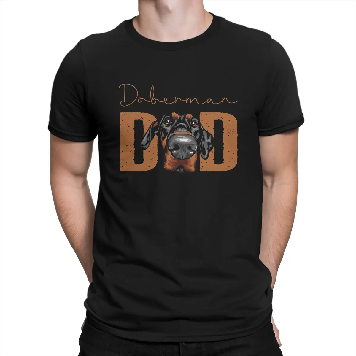 

_ Креативная футболка для мужчин Doberman, Мужская футболка с круглым вырезом из чистого хлопка, отличительный подарок, одежда для улицы