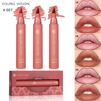 YOUNG VISION Lip Tint Marker Liquid lipstick 3pcs set Nude Matte Shades, Lip Liner and Stick 2-in-1, Long Wearing and Waterproof 1
