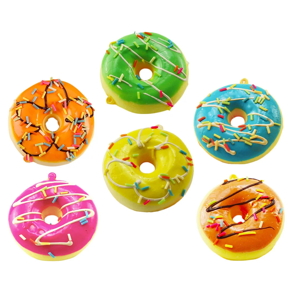 

6 Pcs Pu Donut Children’s Children’s Toy Simulation Donuts Fake Cakes Desserts Model Doughnut Artificial Faux Food Props Party