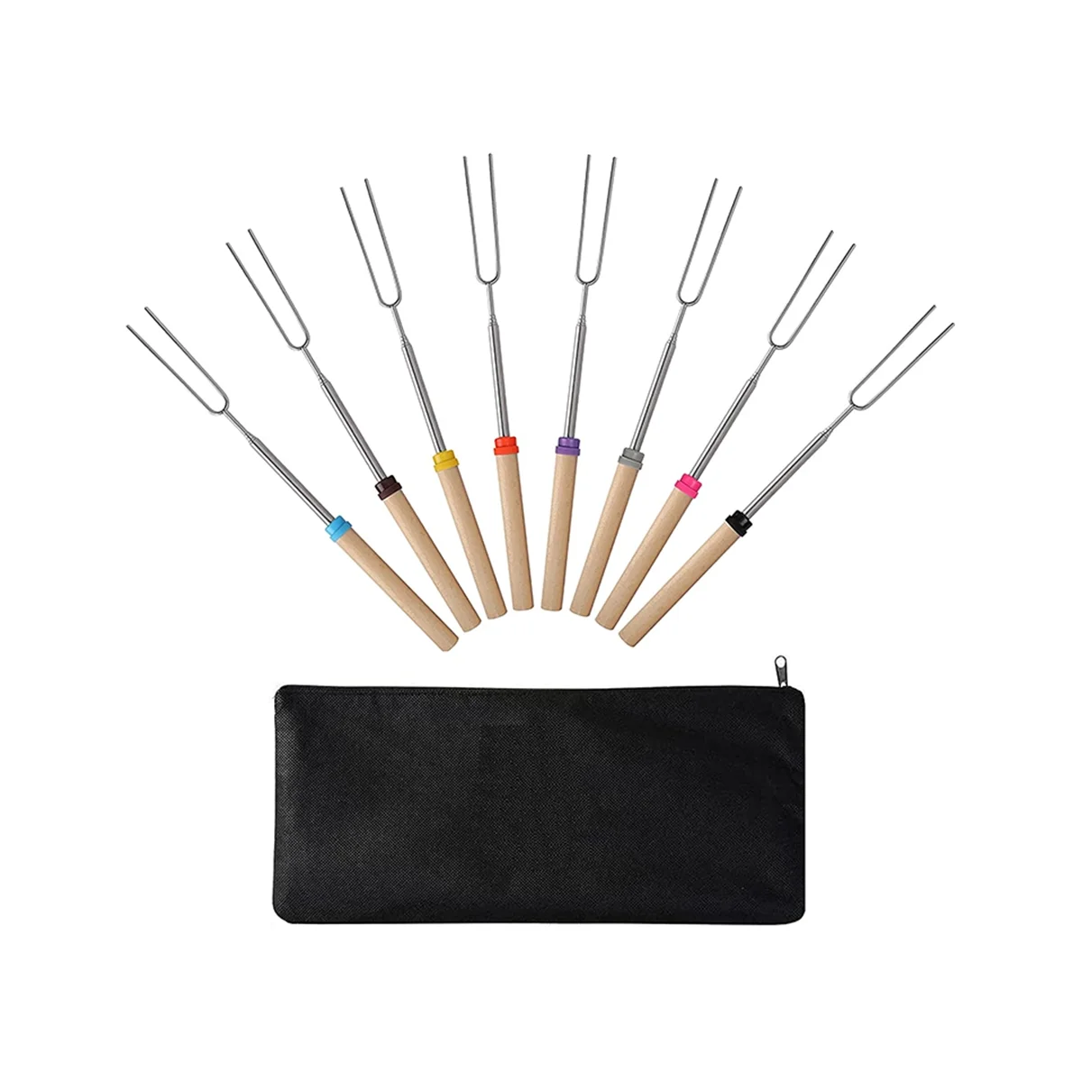 Marshmallow Roasting Sticks 8 Pack 32 Inches Extendable Telescoping Smores Skewers Fire Pit Meat bbq skewer set