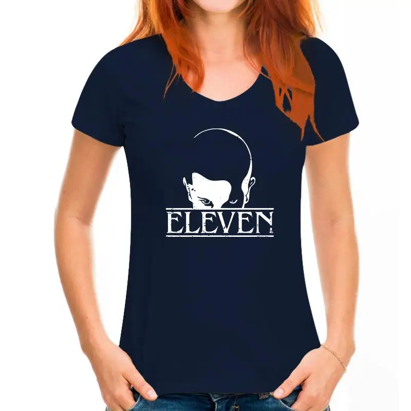 thumbnail image 1 of Stranger Style Pop Culture Things Eleven Cosplay Mens Black Size S-6XL T-Shirt, 1 of 5