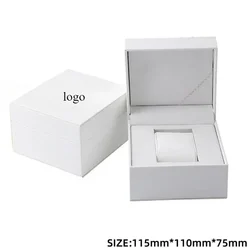 Black Matte PU Leather Personalized Watch Storage Box with Custom Logo Option (All White)