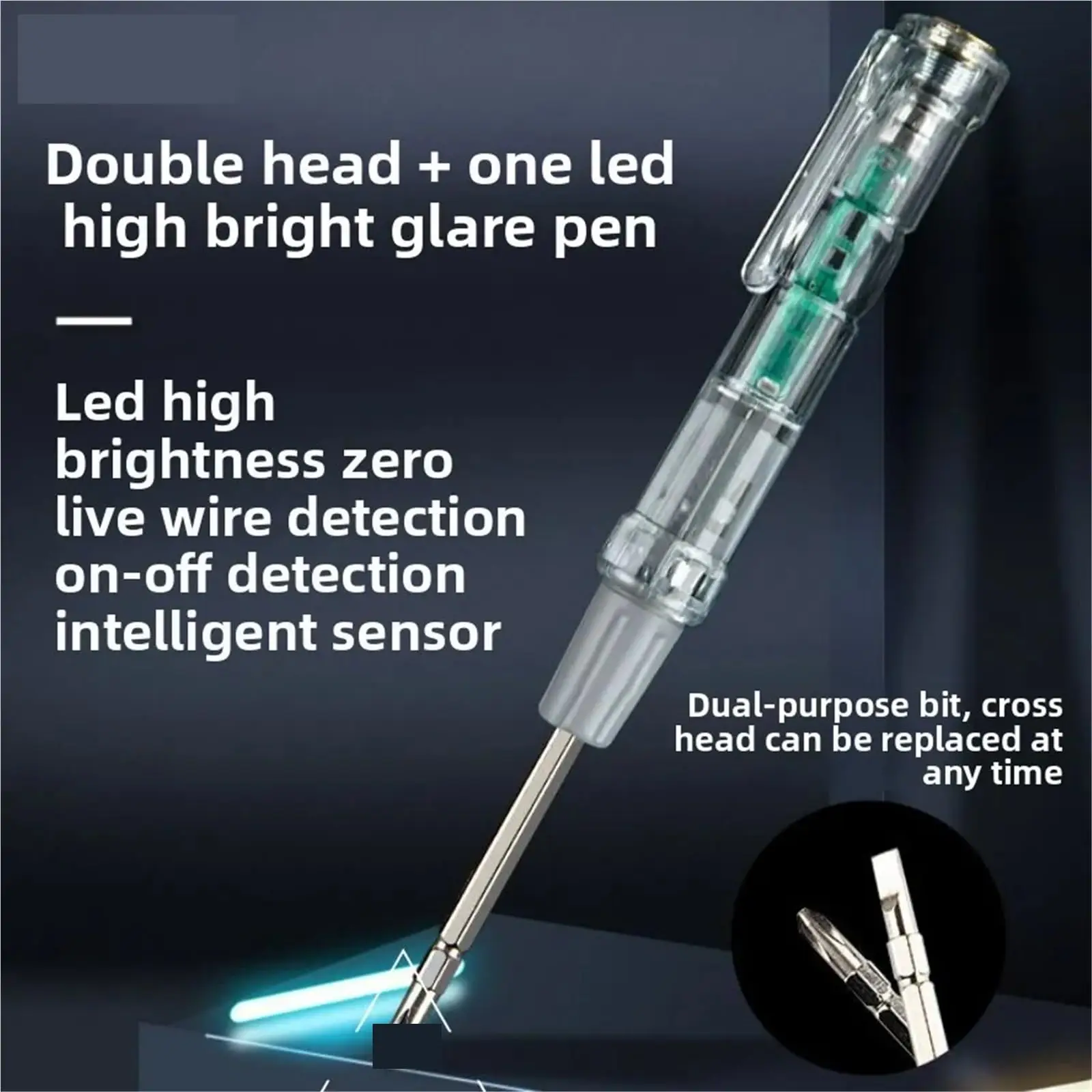 라포드 전압 테스터 펜 (양면 필립스 및 일자 드라이버 팁 포함) - 유도성 금속 캡 전기 기술자 필수 도구