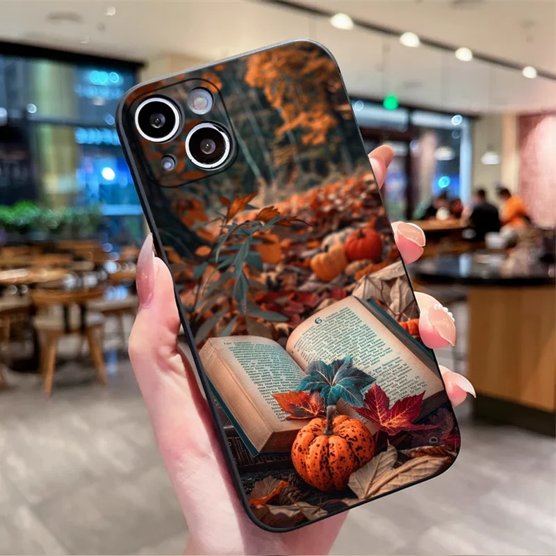 Autumn Landscape Maple Leaf Pumpkin Shockproof Phone Case - Soft Silicone Cover