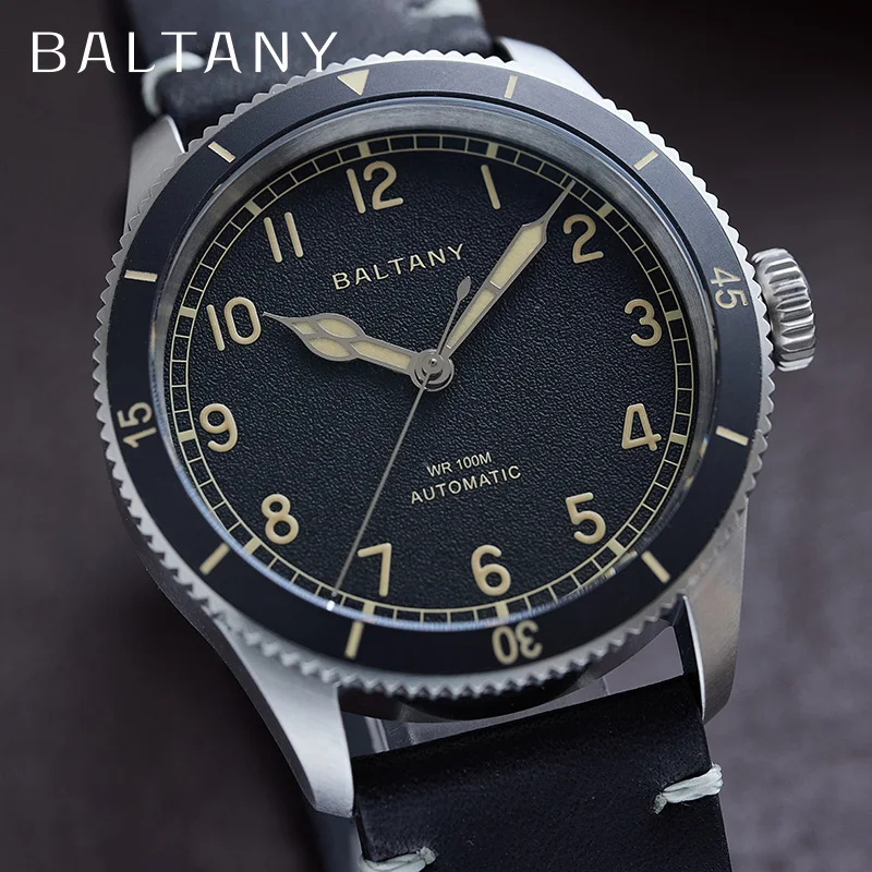 NIADI Baltany Quarzo Cronografo Degli Uomini VK67 100M Impermeabile In Acciaio Inox Vetro Zaffiro Vintage Orologi Da Polso, Cinturino in pelle marrone