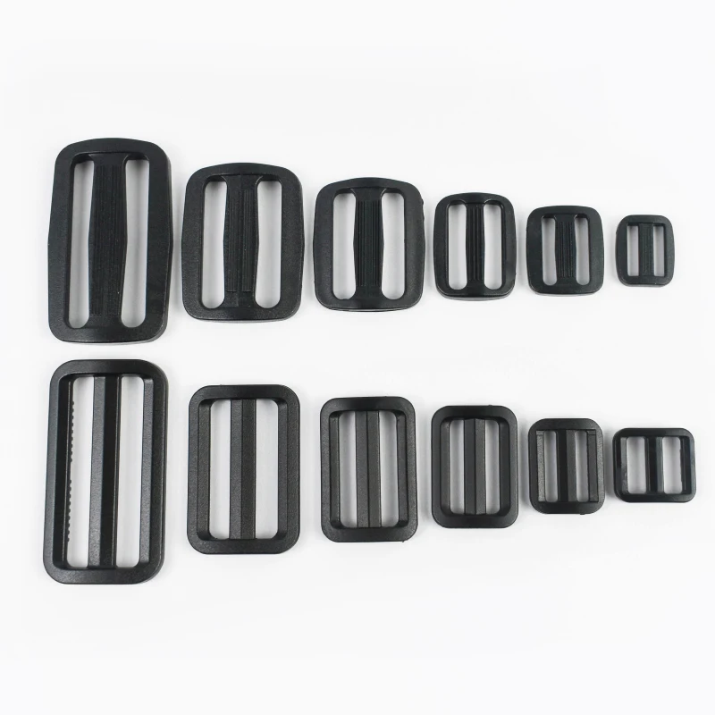 10-50Pcs 20-50mm 검정색 플라스틱 버클 트라이 글라이드 슬라이더 배낭 스트랩에 대한 버클 조정 웨빙 벨트 걸쇠 바느질 용품