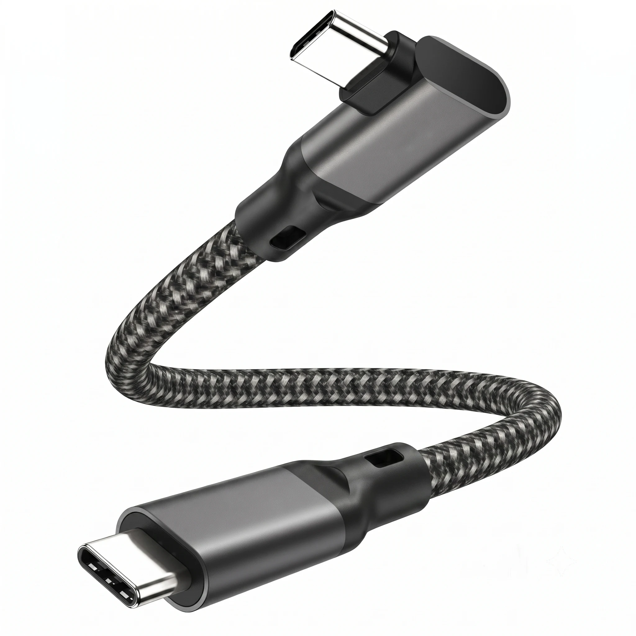 Ultra-Fast 20Gbps USB-C Cable with Right Angle Design for High-Resolution Displays and 240W Power Delivery