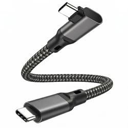 Ultra - Fast 20Gbps USB - C Cable with Right Angle Design for High - Resolution Displays and 240W Power Delivery (Braided Cable)