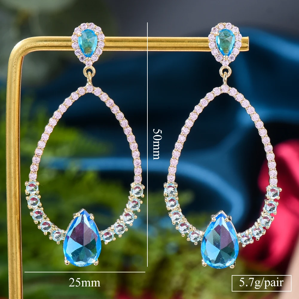SisCathy European Style Pendat Earrings Women Cubic Zirconia Party Prom Jewelry Accessory Valentine's Day boucle d'oreille