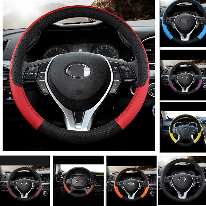 

37-38cm Car Steering Wheel Cover For MINI ONE COOPER Paceman Clubman Countryman Anti-Slip PU Leather Car Covers Auto Decoration
