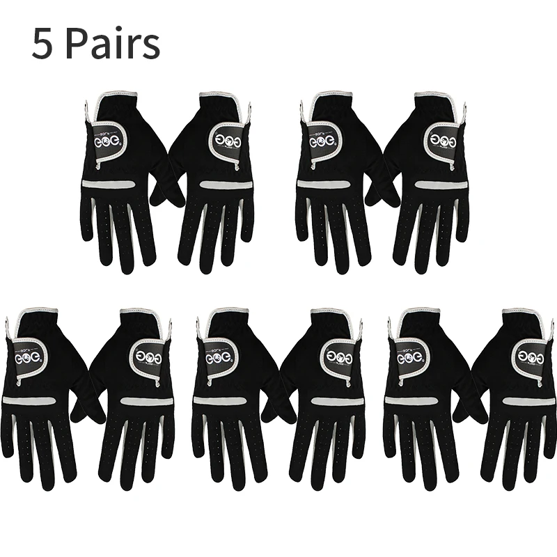 10 pcs Golf Gloves Black can wear on left and right hand fabric lycra soft breathable Professional gloves Drive Cycling Outdoor 2