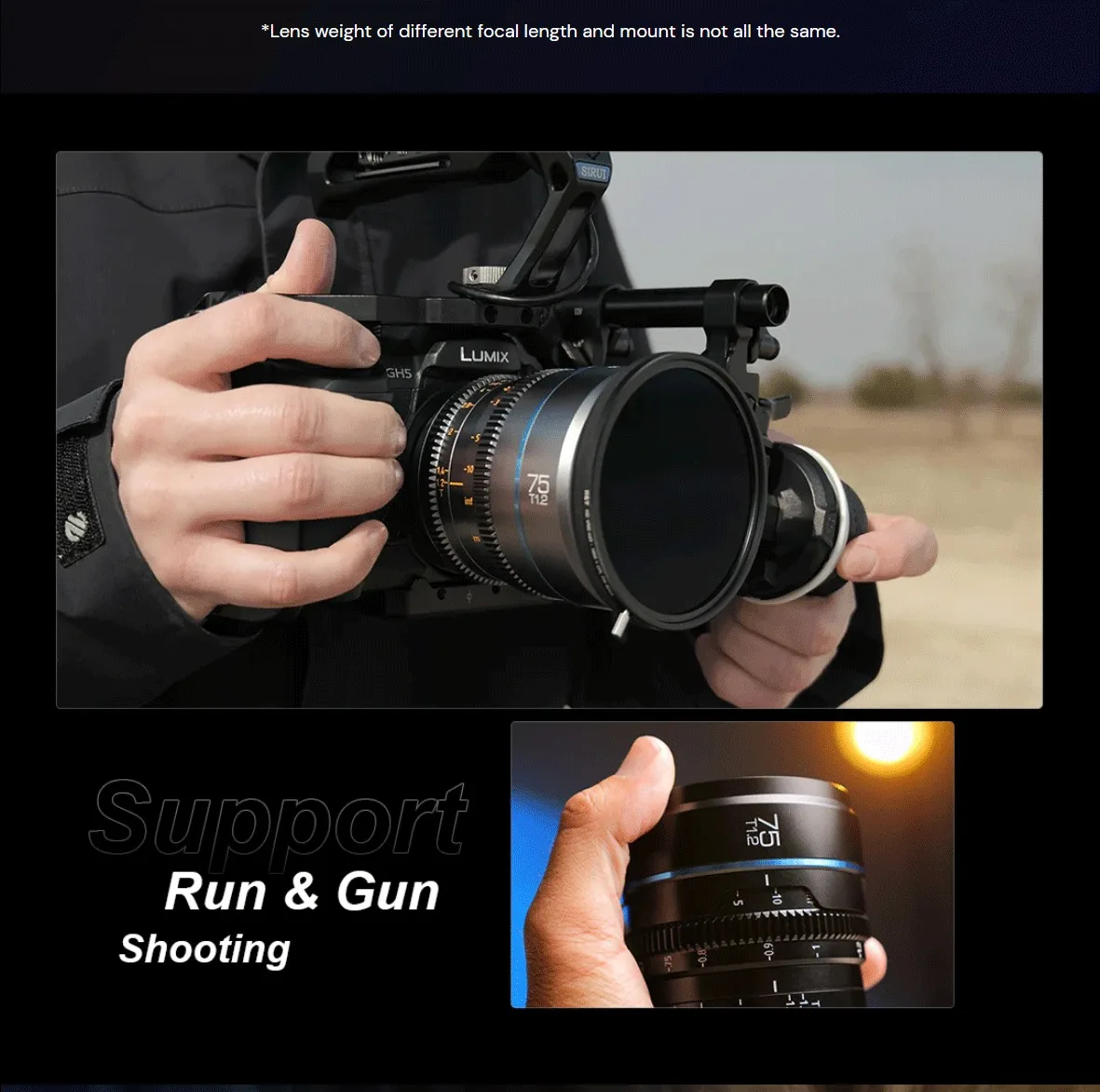 SIRUI NightWalker Series 16mm 24mm 35mm 55mm 75mm T1.2 Cine Lens for Sony E FX3