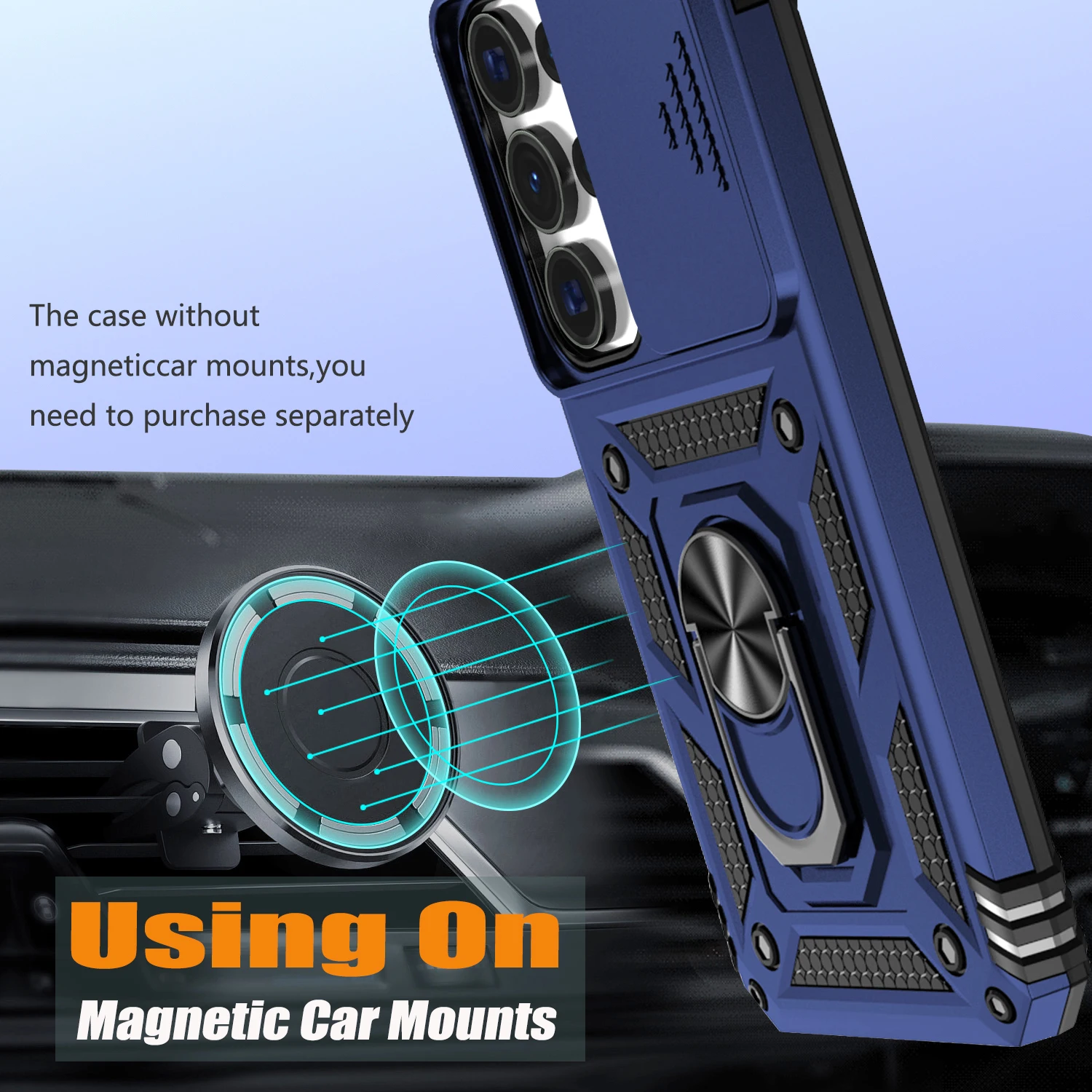 Protective Case with Slide Lens Cover and Rotating Ring Stand