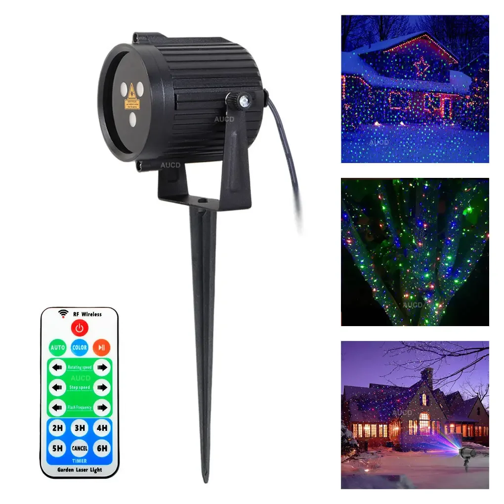Vakantielichtprojector buiten Outdoor Fairy Kerst Hemel Ster Projector Podium Spotlight Douches Tuin Gazon Podium Licht Landschap Disco Nieuwjaar Licht Creëer een feestelijke sfeer