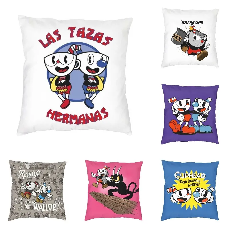 

Las Tazas Hermanas Cuphead Modern Throw Pillow Cover Living Room Decoration Cartoon Game Car Cushion