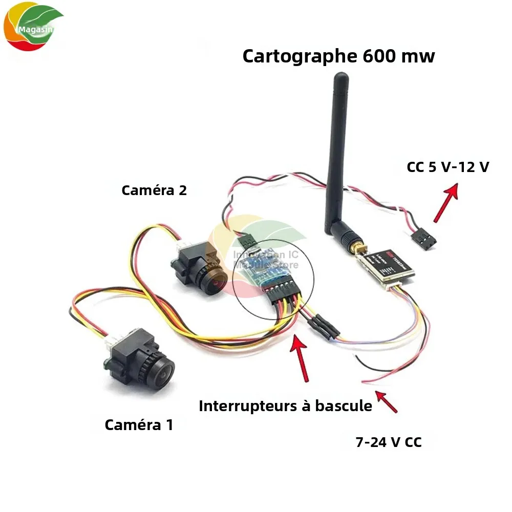 Module de commutation vidéo 3 entrées 1 sortie pour drone FPV, 5-12V