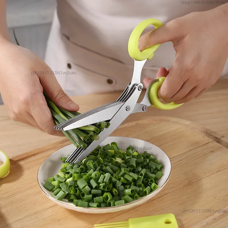 5 Blade Multipurpose Stainless Steel Kitchen Shears Durable Herb Scissors For Chopping Chive Parsley Gadget Food Scissors