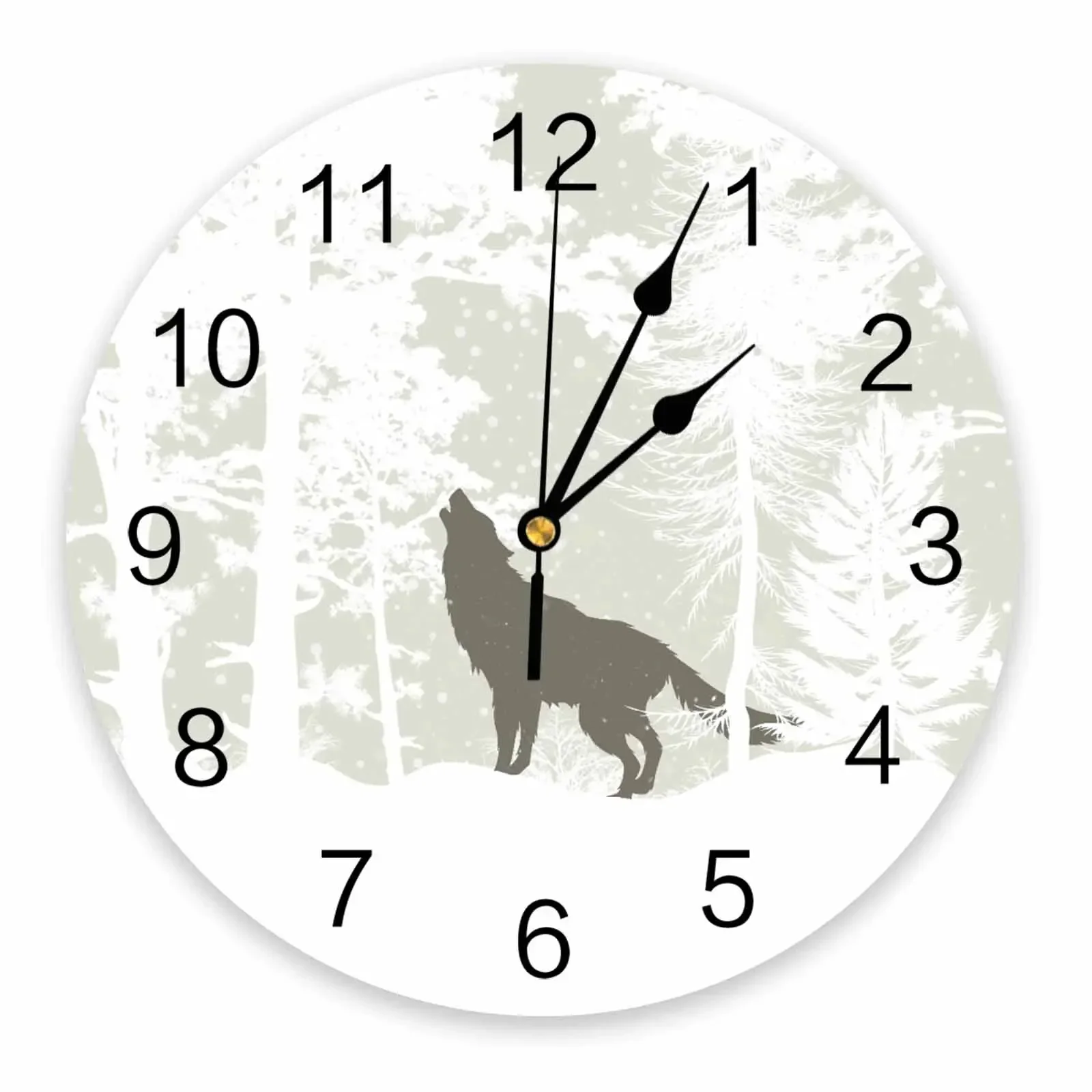 Round Wolf & Moon Acrylic Wall Clock SJN00221  