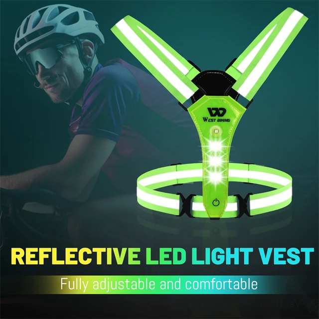 WEST BIKING – gilet de sécurité réfléchissant pour vélo, Scooter  électrique, clignotant, Rechargeable par USB, LED, Jogging