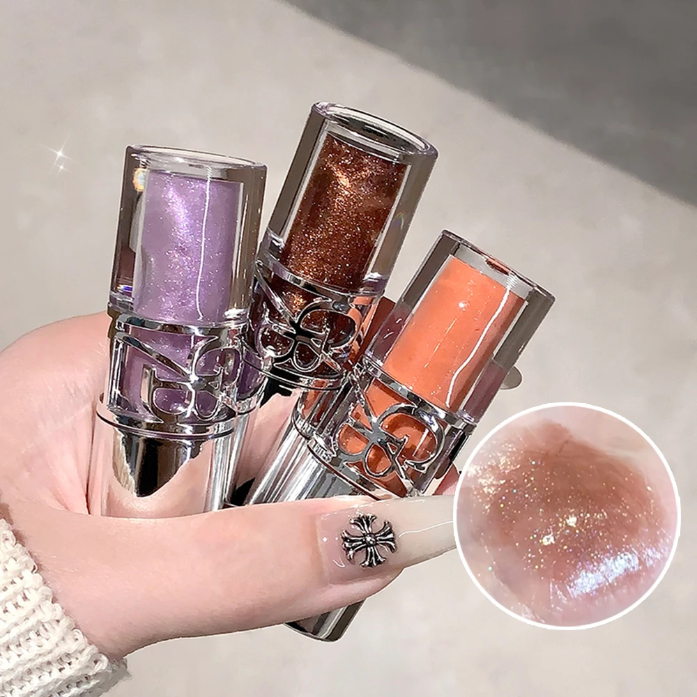 Gege Bear Glittering Mirror Lip Glaze Watery Shimmering Light Lip Gloss Makeup 8 Colors Hydrating Moisturizing Long Lasting