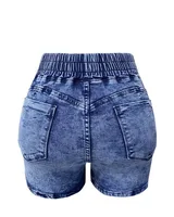 DongCMY Luxury fashion slim spring/summer new slim denim shorts women's high waist elastic waist lace-up hot pants - Image 6