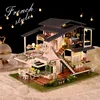 DIY Wooden Doll Houses Monet Garden Casa Miniature Model Kit Villa Dollhouse with Furniture Led Light for Friends Birthday Gifts 2