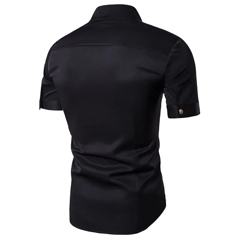Description Picture 5 of item2022 New Men's Famous Brand Clothes Short Sleeved Shirt Retro Korean Street Fashion Top Designer Button Christmas Evening Dress