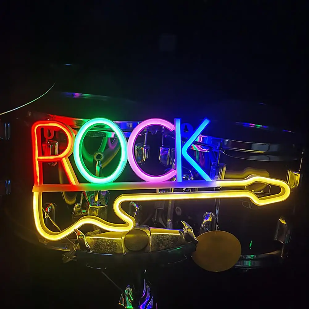 

High-quality Night Light Led Rock Shape Light Vibrant Led Rock Neon Lights Guitar Styling for Creation for Hanging Wall Holiday