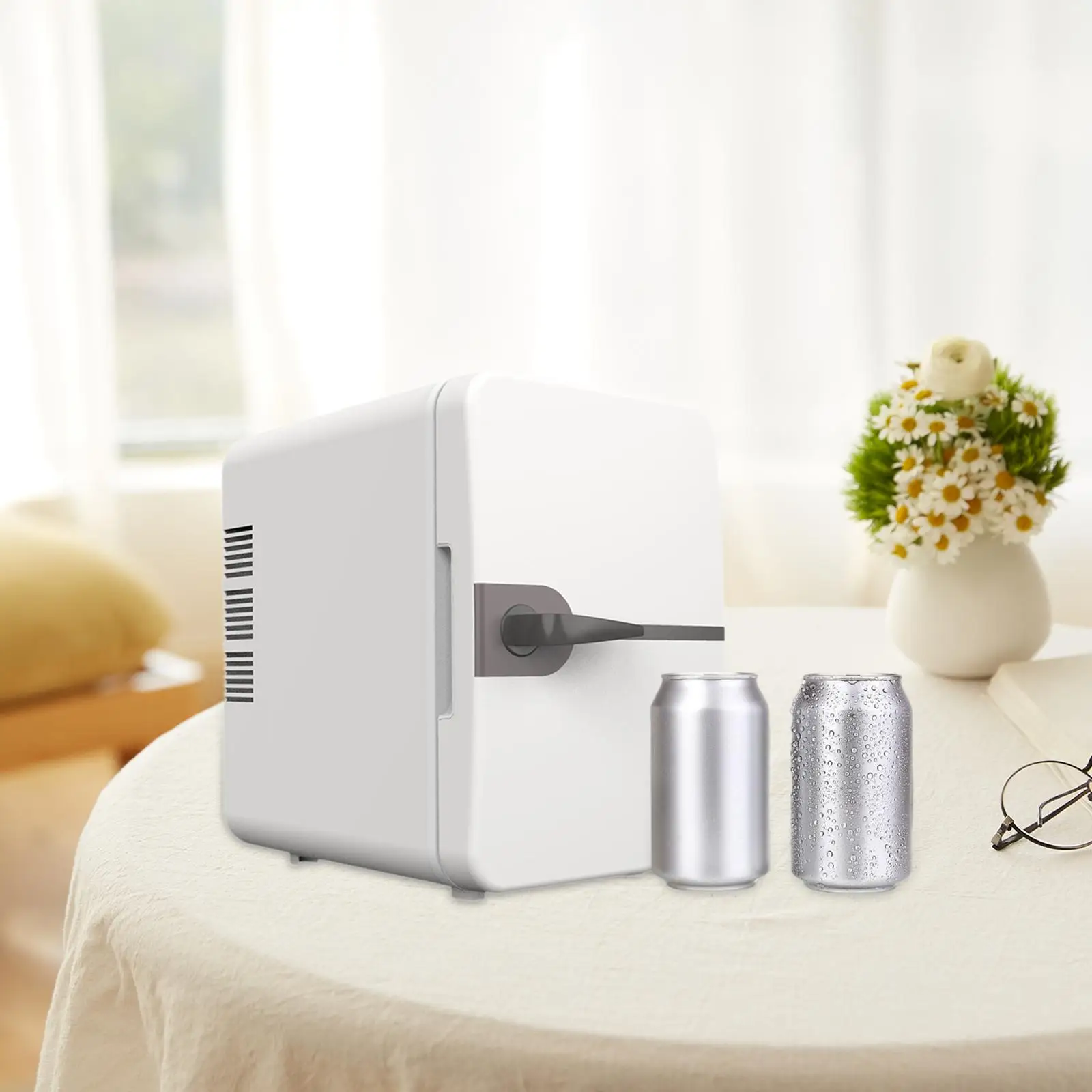 Mini Fridge for Bedroom 6L/8 Cans Small Refrigerator Portable Thermoelectric Cooling Warmer for Office Skincare Car Room Makeup