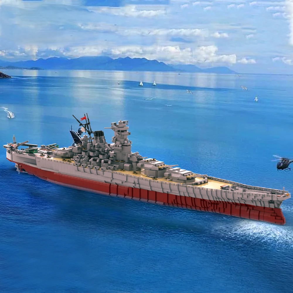 Конструктор MOC?IJN Yamato масштаб 1:200, военные корабли, кирпичи, военные дела, фрегат, оружие, боевой корабль, конструктор, модель, детская игрушка