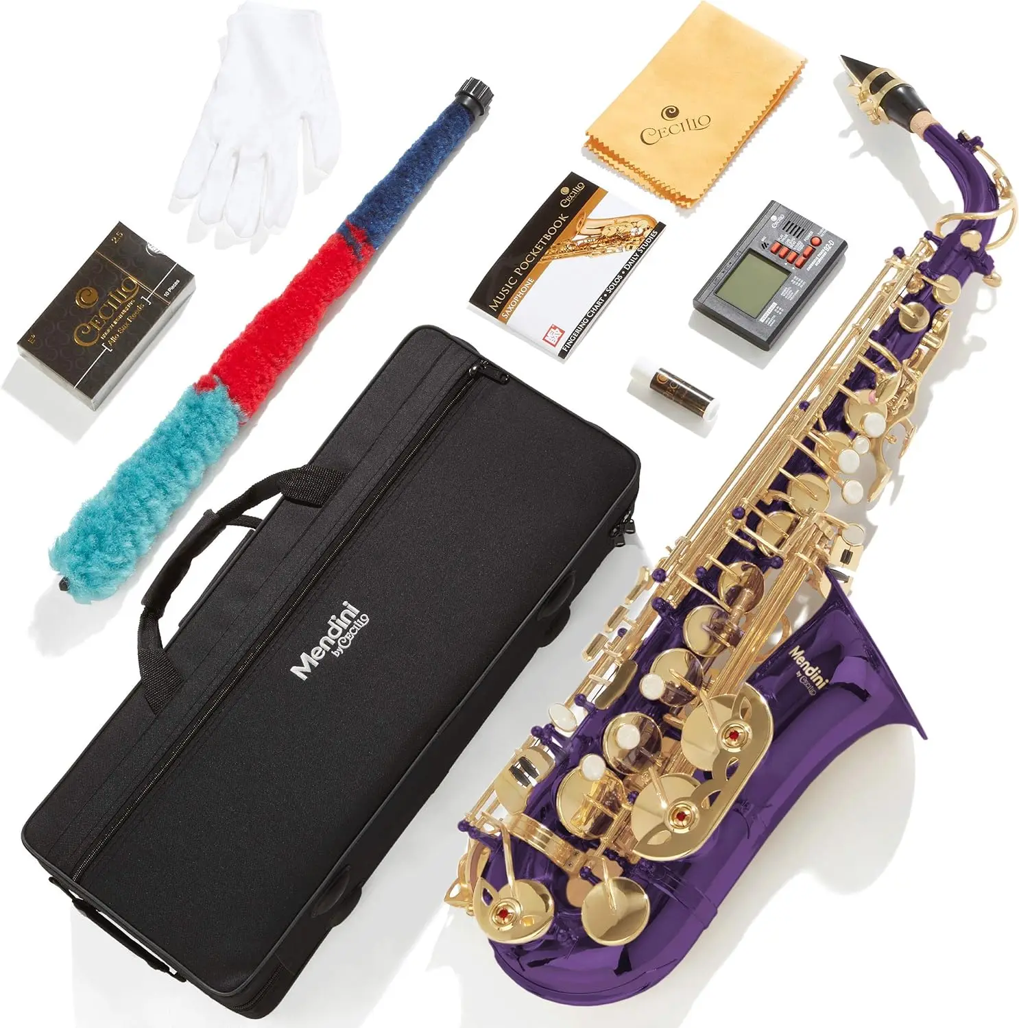 By Cecilio Eb Alto Saxophone-Case, Tuner, Mouthpiece, 10 Reeds, Pocketbook- Purple E Flat Musical Instruments