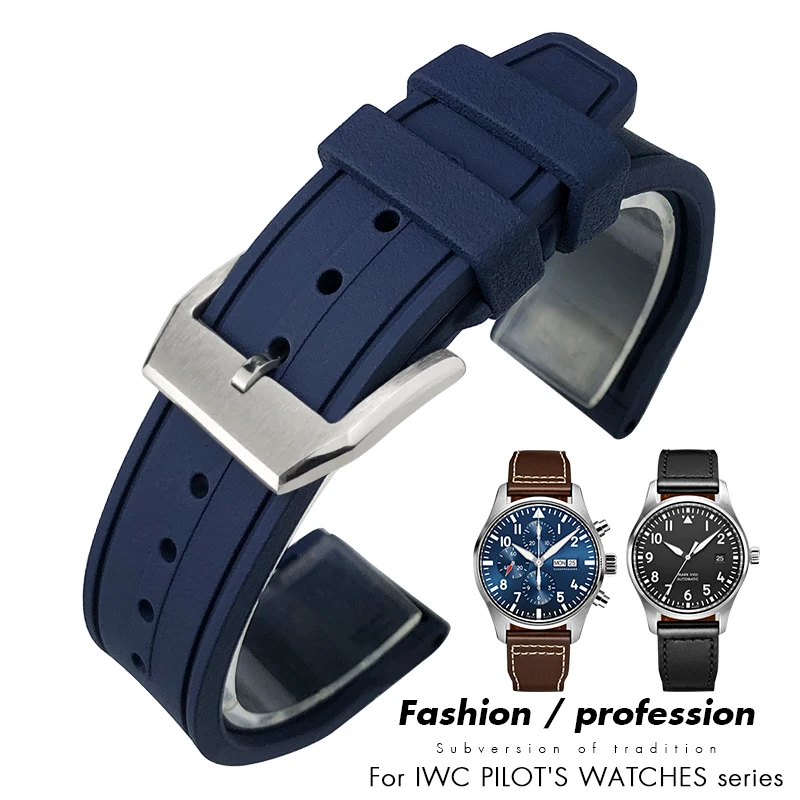 20Mm 21Mm 22Mm Cinturini Per Orologi In Gomma Naturale Di Alta Qualità Per Iwc Iwc Grandi Orologi Pilota Iw3881 Iw3894 Iw3777 Cinturino Morbido Portof