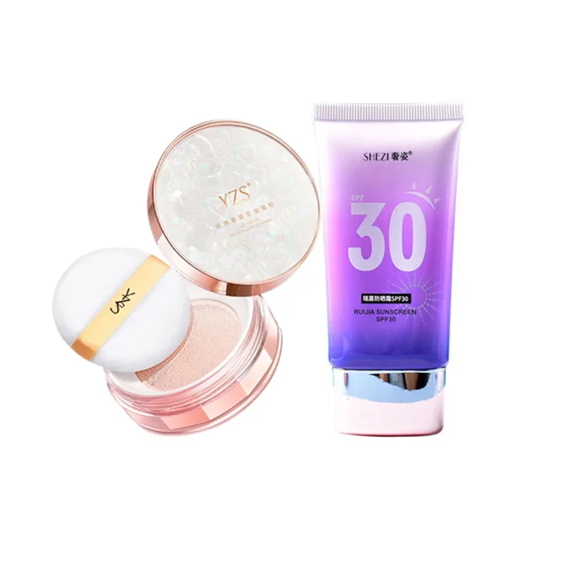 Yzs Pó Compacto Com 3 cores corretivo Com Shezi Sunscreen Kit