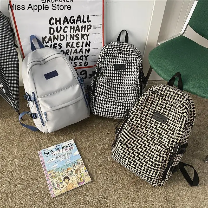 

Female Large-capacity College Pattern High Quality Backpack Women's Fashion Knit Backpack Designer Ladies School Bag