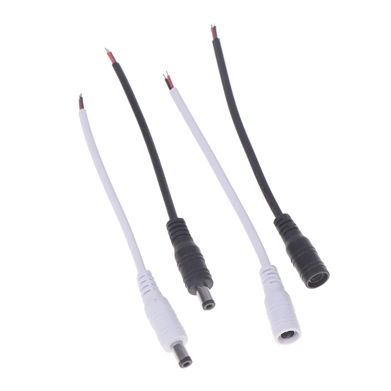 10pcs DC Power Pigtails Cable 22AWG Female Male 5.5mm X 2.1mm Connector For 12V Power Supply Adapte CCTV Camera DVR LED Strip