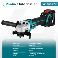 YOFIDRA 125mm 4 vitesses meuleuse d'angle électrique sans brosse métal bois meulage polissage coupe outil électrique pour Makita batterie broche 2