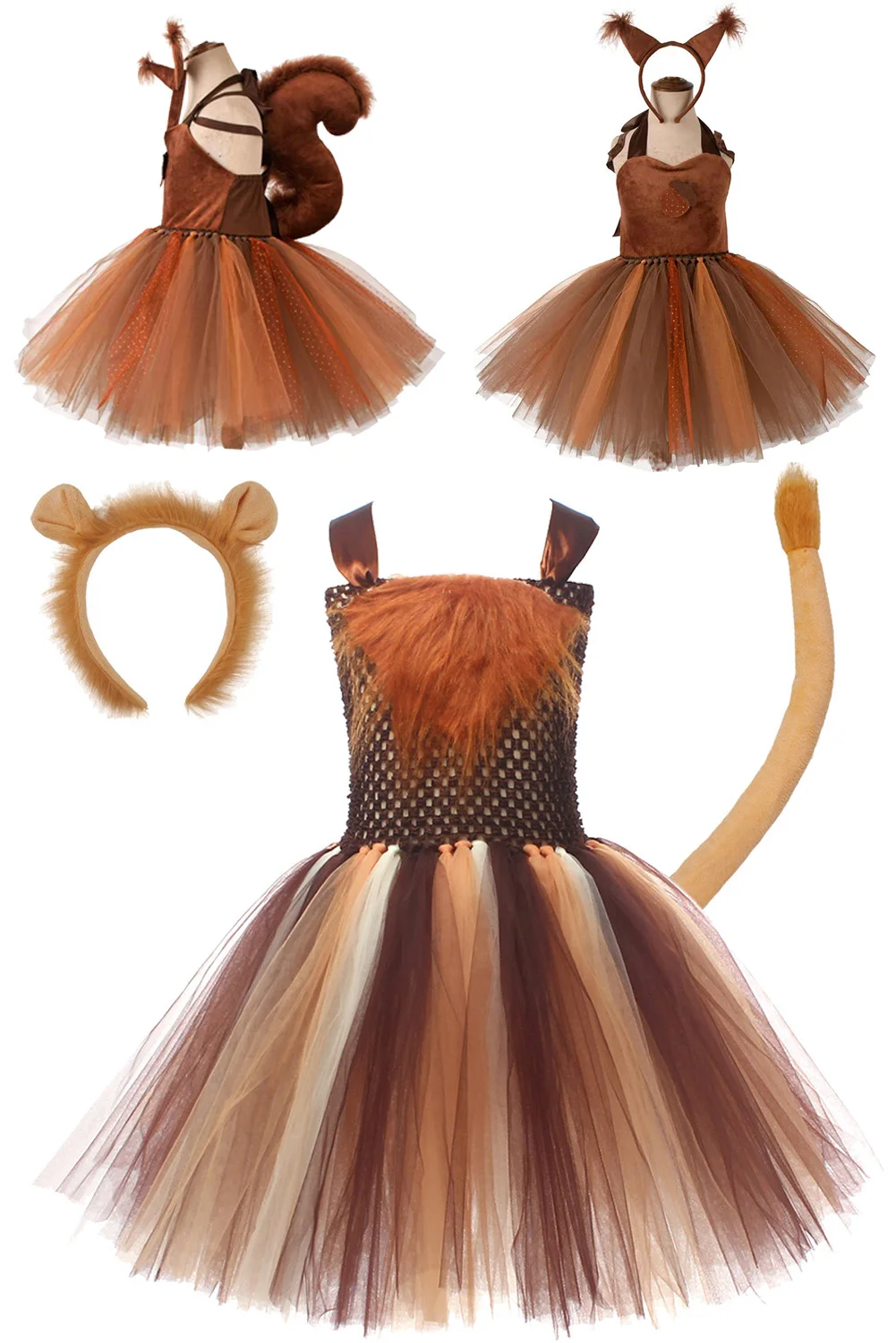 Disguise Cute Lion Cosplay Child Girls Tutu Skirt Dress Cartoon Animal Squirrel Fantasia Costume Roleplay Role Play Fancy Cloth cosplay costume kids girls dress animal tutu skirt outfit