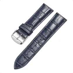 Elegant Leather Watchbands | Premium Cowhide Straps for Men & Women | Black & Brown Bracelets (Blue)
