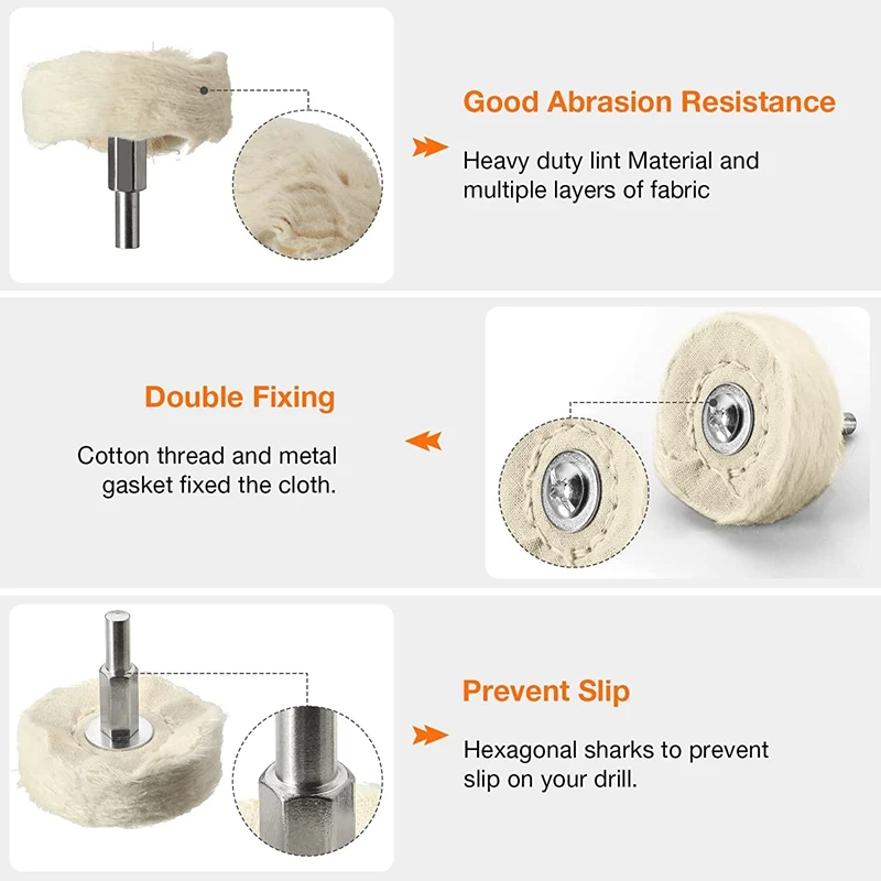 Polishing Wheel For Drill ing Pad Wheel Kit 4Pcs White Flannelette Polishing Mop With 1/4Inch Hex Shafts